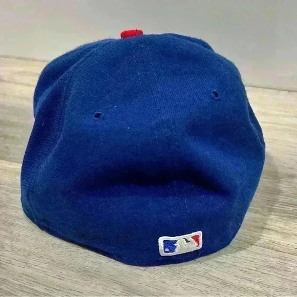 MLB Chicago Cubs New Era 59FIFTY Cool Base Fitted Game Hat Cap Blue Size 7 3/8” - Picture 3 of 10